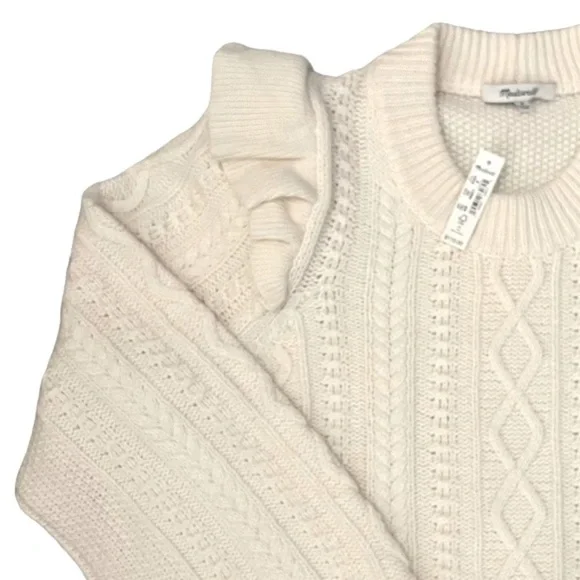 Madewell Hollydene Ruffle Shoulder Merino Wool Pullover Sweater in Antique Cream - Picture 4 of 15